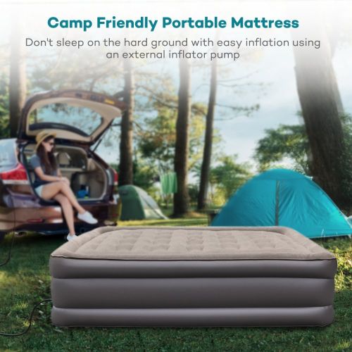  Serta New Sable Raised Queen Pillow Air Mattress with Built-in Electric Pump, Height 19,