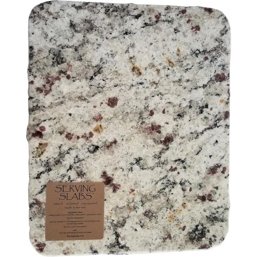  Serving Slabs Handmade Reclaimed Granite Cheeseboard with Rough Chiseled Edge, 12 x 10, White