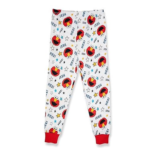  Sesame Street Elmo Toddler,2 Piece Pajama Set,with Matching Toddler Elmo Slippers, 100% Cotton, Red