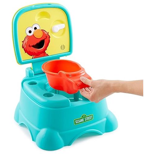  Sesame Street Elmo Hooray! 3-in-1 Potty Chair, Toilet Trainer, and Step Stool, Pretend Flush Handle, Gender Neutral Toddler Potty for Boys & Girls - Blue