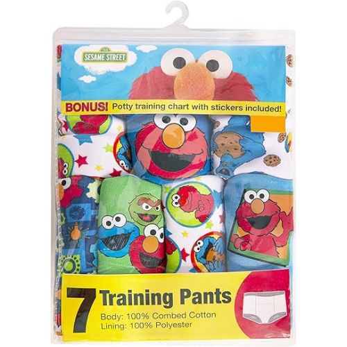  Sesame Street Unisex Toddler Potty Training Pants with Elmo, Cookie Monster and Big Bird with Stickers & Success Chart