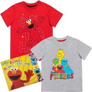 Sesame Street Elmo's Book of Friends 2 Pack T-Shirts and Board Book Set Infant to Little Kid Sizes (12 Months - 7-8)