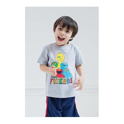  Sesame Street Elmo's Book of Friends 2 Pack T-Shirts and Board Book Set Infant to Little Kid Sizes (12 Months - 7-8)