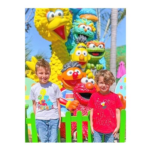  Sesame Street Elmo's Book of Friends 2 Pack T-Shirts and Board Book Set Infant to Little Kid Sizes (12 Months - 7-8)