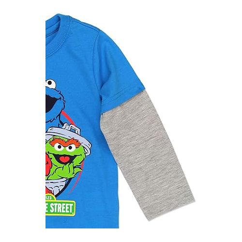  Sesame Street Elmo and Cookie Monster Boys T-Shirt for Infant and Toddlers - Blue or Red
