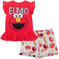 Sesame Street Elmo Baby Girls T-Shirt and French Terry Shorts Outfit Set Infant to Little Kid
