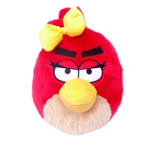  Sesame Street Girls Red Angry Bird with Bow Plush Backpack - Angry Birds Kids Bag