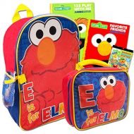 Sesame Street Elmo Backpack Set -- Deluxe Sesame Street Backpack and Lunch Box with Stickers and 2 Coloring Books (School Supplies Bundle)