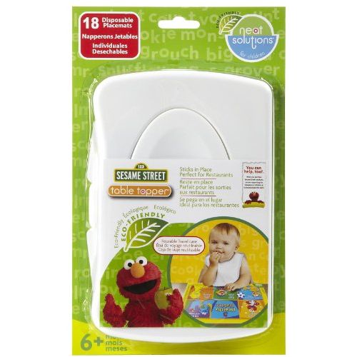  Sesame Street Table Topper Disposable Stick-on Placemats in Travel Case, Gender Neutral, 12 x 18, 18 Count