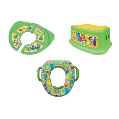  Sesame StreetFramed Friends 3 Piece Potty Training Kit - Soft Potty, FoldingTravel Potty and Step Stool, Green