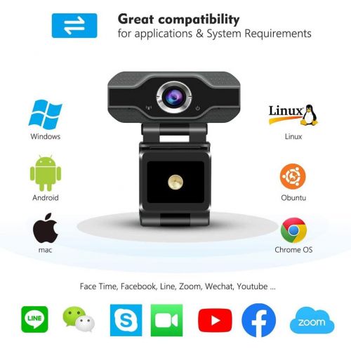  Sestball 1080P Full HD Webcam, Streaming Web Camera with Microphones and Privacy Cover, Webcam for Gaming Conferencing & Working, Laptop or Desktop PC, USB Computer Camera for Mac Xbox YouT