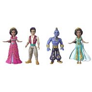 Set of 4 Disney Collectible Figures Inspired by Disneys Aladdin Live-Action Movie - Princess Jasmine in Pink Dress, Aladdin, Genie and Princess Jasmine in Teal Dress, Toy for Kids