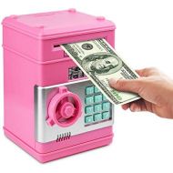 [아마존베스트]Setibre Piggy Bank, Electronic ATM Password Cash Coin Can Auto Scroll Paper Money Saving Box Toy Gift for Kids