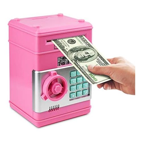  [아마존베스트]Setibre Piggy Bank, Electronic ATM Password Cash Coin Can Auto Scroll Paper Money Saving Box Toy Gift for Kids