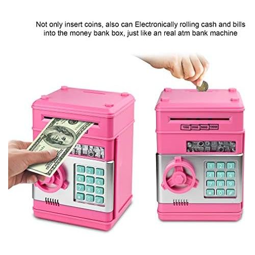  [아마존베스트]Setibre Piggy Bank, Electronic ATM Password Cash Coin Can Auto Scroll Paper Money Saving Box Toy Gift for Kids