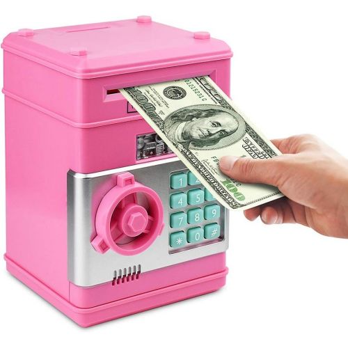  [아마존베스트]Setibre Piggy Bank, Electronic ATM Password Cash Coin Can Auto Scroll Paper Money Saving Box Toy Gift for Kids