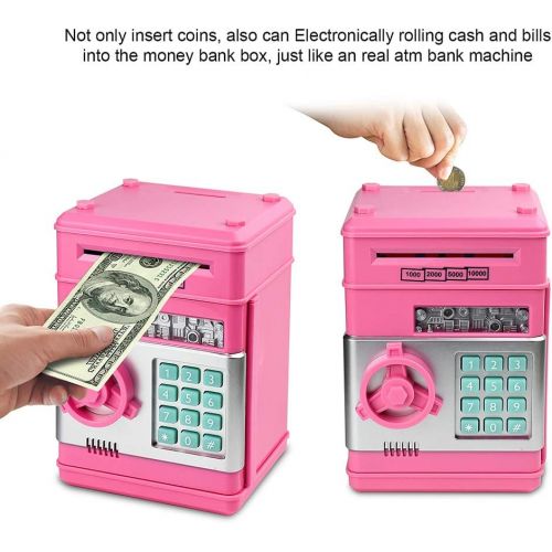  [아마존베스트]Setibre Piggy Bank, Electronic ATM Password Cash Coin Can Auto Scroll Paper Money Saving Box Toy Gift for Kids