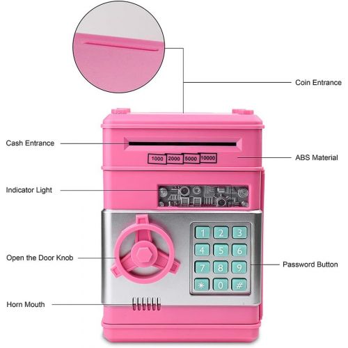  [아마존베스트]Setibre Piggy Bank, Electronic ATM Password Cash Coin Can Auto Scroll Paper Money Saving Box Toy Gift for Kids