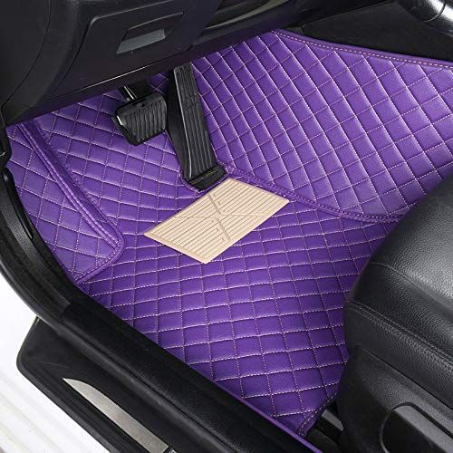  Seven-flower Custom Car Floor Mat Front & Rear Liner 8 Colors with Gold Lines for Mitsubishi Lancer(Purple)