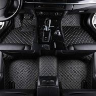 Seven-flower Custom Car floor mat Front & Rear Liner 8 Colors with Gold Lines for Mercedes-Benz C180 C200 C300 4 Door(Black)