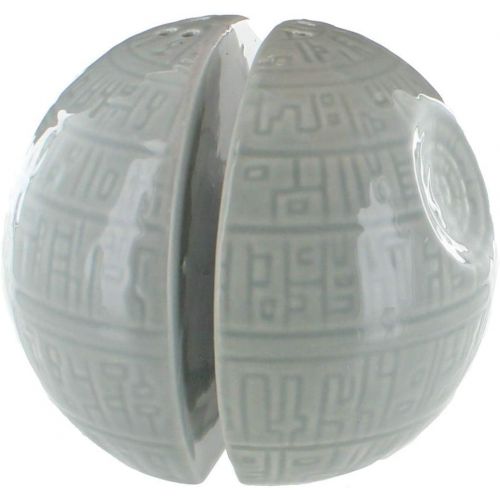  Seven20 Star Wars Salt and Pepper Shakers - Death Star Ceramic Pots for Salt and Pepper, Spices and Seasonings - Add a Shake of the Dark Side to Every Meal - Side by Side Stackable - Must