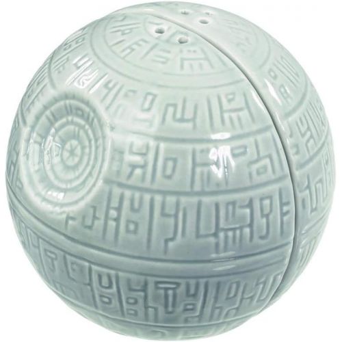  Seven20 Star Wars Salt and Pepper Shakers - Death Star Ceramic Pots for Salt and Pepper, Spices and Seasonings - Add a Shake of the Dark Side to Every Meal - Side by Side Stackable - Must