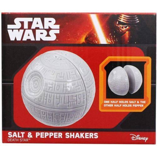  Seven20 Star Wars Salt and Pepper Shakers - Death Star Ceramic Pots for Salt and Pepper, Spices and Seasonings - Add a Shake of the Dark Side to Every Meal - Side by Side Stackable - Must