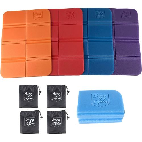  Seven27Sports 4-Pack Waterproof Outdoor Foldable Foam Pads Plus 4 Storage Bags - a Sit Upon Foam Camping Pad and Sit Pad Bleacher Cushion (Outdoor Gear)