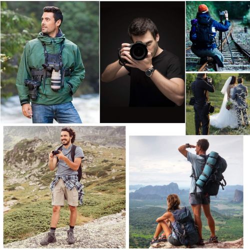  Dual Camera Harness, Sevenoak SK-MSP01 Multi Carrying Chest Vest System with Side Holster for Canon 6D 600D 5D2 5D3 Nikon D90 Sony A7S A7R A7S2 Panasonic Olympus DSLR Cameras Climb