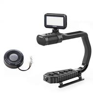 Handheld Stabilizer & Video Led Lights & Remote Control Skateboard for DJI OSMO Camera iPhone, Sevenoak Handle Grip & Built-in Stereo Mic for Smartphone GoPro Sony Alpha Cannon Nik