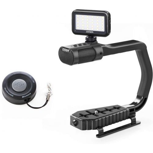  Handheld Stabilizer & Video Led Lights & Remote Control Skateboard for DJI OSMO Camera iPhone, Sevenoak Handle Grip & Built-in Stereo Mic for Smartphone GoPro Sony Alpha Cannon Nik