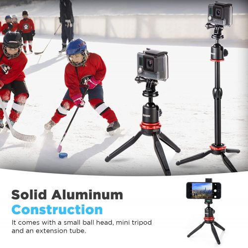  Sevenoak Phone Tripod Stand & Selfie Stick Tripod with 360° Panning Ball & Extendable Grip for Canon Nikon DSLR Camera GoPro iPhone 12,11/Xs, Galaxy S10/S9/S9 YouTube Podcast Video Livestre