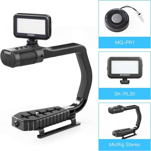  Handheld Stabilizer & Video Led Lights & Remote Control Skateboard for DJI OSMO Camera iPhone, Sevenoak Handle Grip & Built-in Stereo Mic for Smartphone GoPro Sony Alpha Cannon Nik