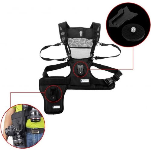  Dual Camera Harness, Sevenoak SK-MSP01 Multi Carrying Chest Vest System with Side Holster for Canon 6D 600D 5D2 5D3 Nikon D90 Sony A7S A7R A7S2 Panasonic Olympus DSLR Cameras Climb