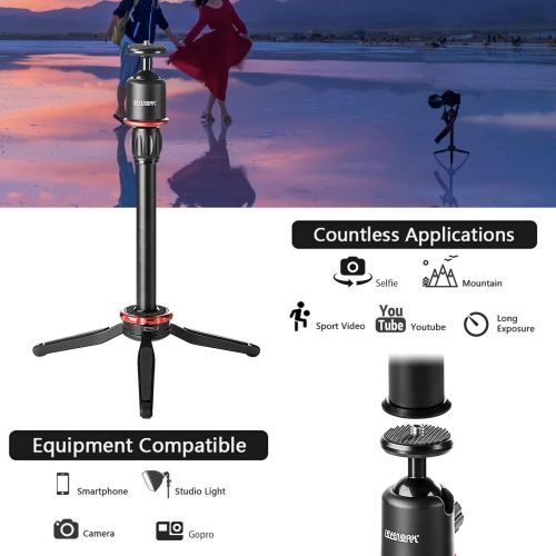  Sevenoak SK-T1 Lightweight Folding Aluminum Mini Tripod Travel with 360° Panorama Ball & Extendable Grip for Smartphone GoPro Action Canon Nikon DSLR Camera YouTube Vlog Selfie Vid