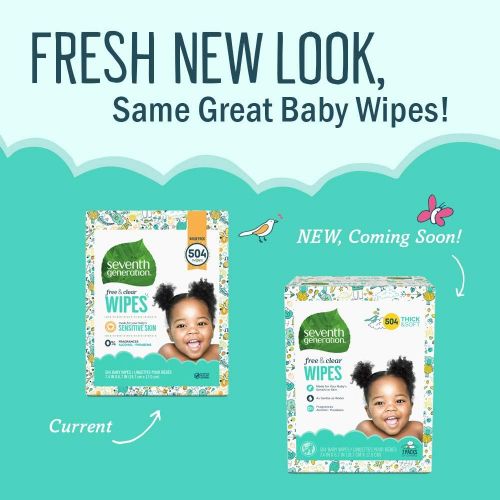  [아마존베스트]Seventh Generation Baby Wipes, Free & Clear with Flip Top Dispenser, 504 count