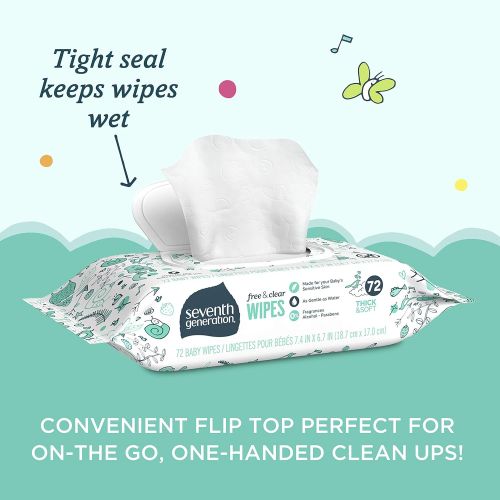  [아마존베스트]Seventh Generation Baby Wipes, Free & Clear with Flip Top Dispenser, 504 count