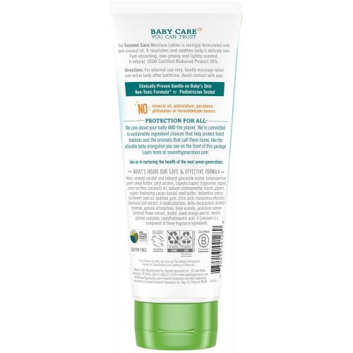  Seventh Generation Baby Lotion with Moisturizing Coconut Care Tube, 7.6 Ounce