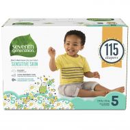Seventh Generation Baby Diapers for Sensitive Skin, Animal Prints, Size 5, 115 Count (Packaging May Vary)