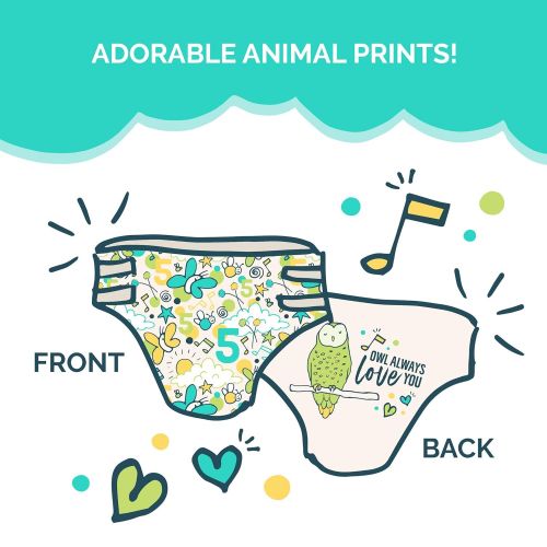  Seventh Generation Baby Diapers for Sensitive Skin, Animal Prints, Size 5, 115 Count (Packaging May Vary)