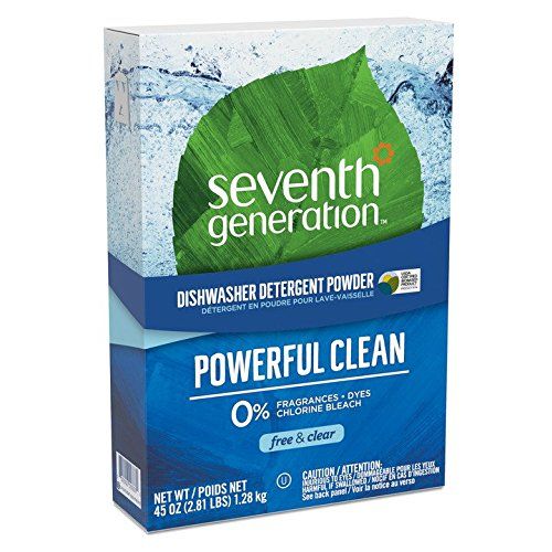  Seventh Generation Natural Automatic Powder Dishwashing Detergent, Free & Clear, 45-Ounce Boxes, Pack of 12, Packaging May Vary
