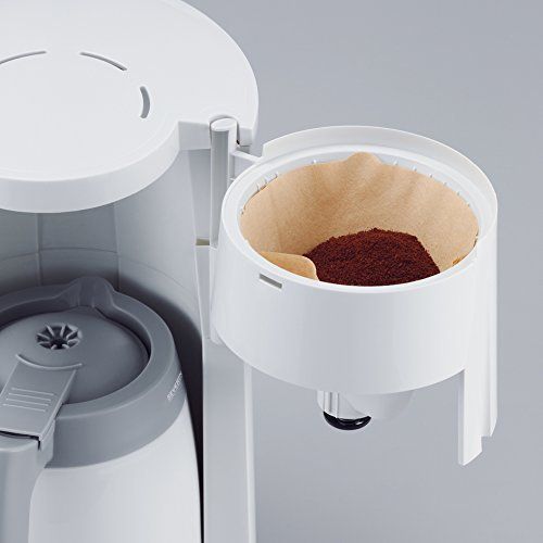  Severin SEVERIN Kaffeemaschine, Fuer gemahlenen Filterkaffee, 8 Tassen, Inkl. Thermokanne, KA 4114, Weiss/Grau