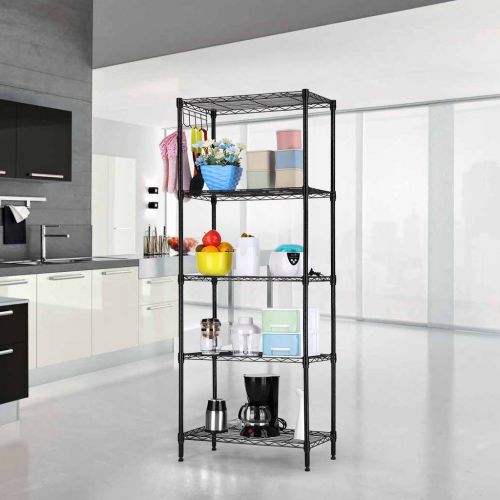  Seville LANGRIA 5 Tier Shelving Units Storage Rack Supreme Wire Shelving Organization, Black