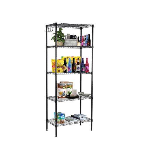  Seville LANGRIA 5 Tier Shelving Units Storage Rack Supreme Wire Shelving Organization, Black