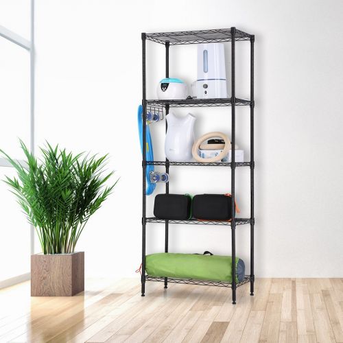  Seville LANGRIA 5 Tier Shelving Units Storage Rack Supreme Wire Shelving Organization, Black