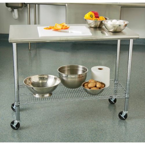  Seville Classics Commercial Stainless Steel Top Worktable, NSF Listed