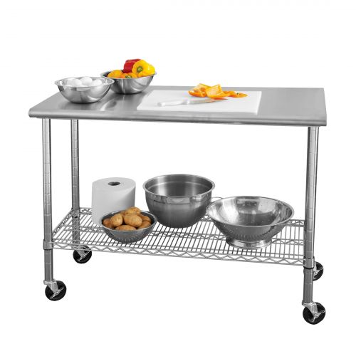  Seville Classics Commercial Stainless Steel Top Worktable, NSF Listed