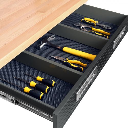  Seville Classics UltraGraphite Commercial Heavy-Duty Wood Top Workbench with Drawer on Wheels