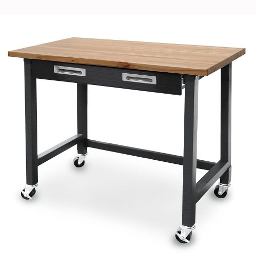  Seville Classics UltraGraphite Commercial Heavy-Duty Wood Top Workbench with Drawer on Wheels