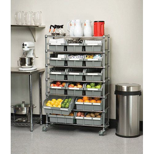  Seville Classics 14D x 36W x 56H 7-Tier NSF 16-Bin Rack Storage System